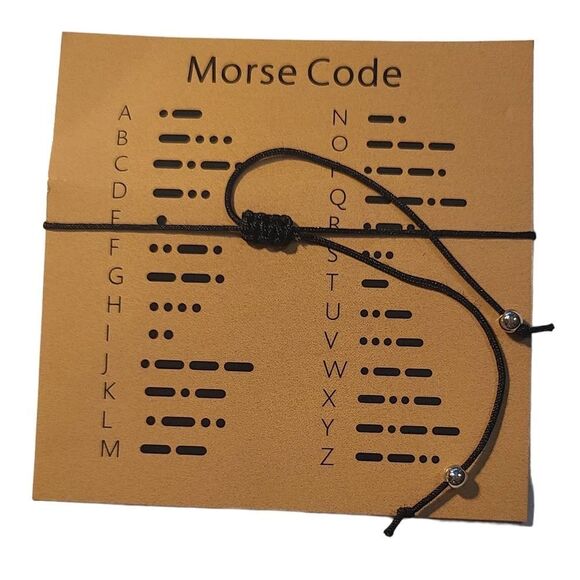 Morse Code "Keep Going" Unisex Encouragement Bracelet Adjustable Silver Beads - Picture 2 of 5